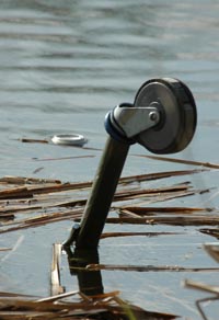 Wheel of trolley dumped in canal